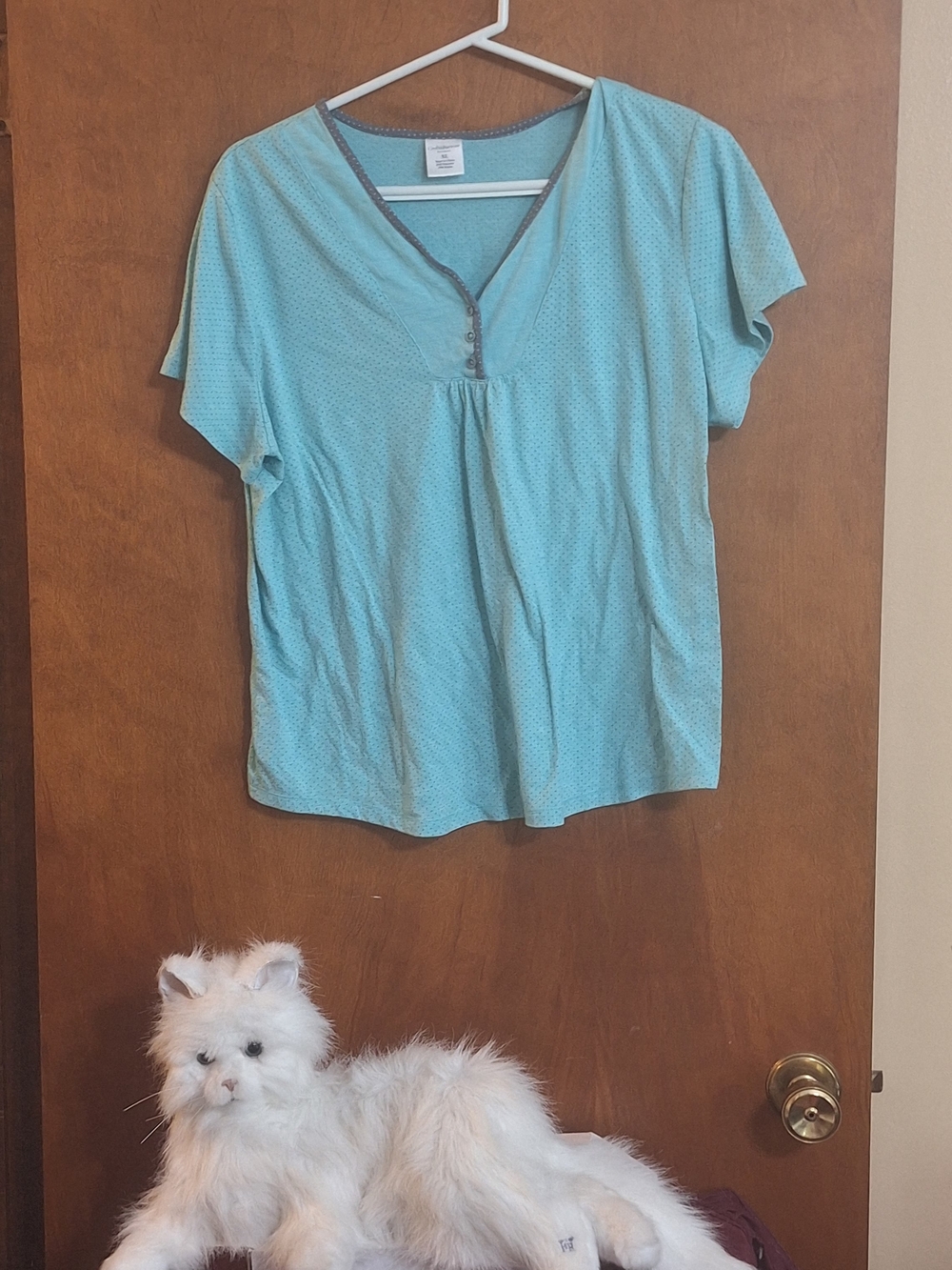 croft & barrow Teal Short-Sleeve V-Neck Button Top